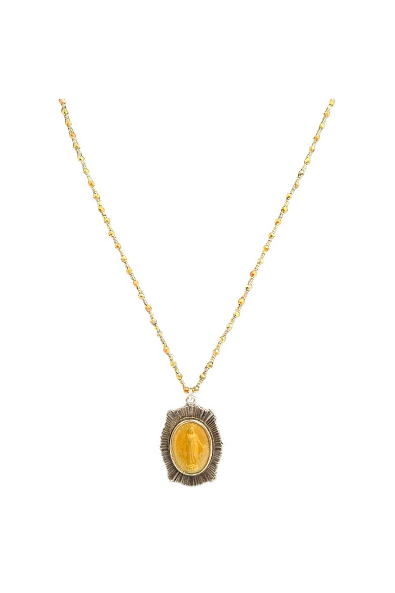Miraculous Medal Virgin Mary Pendant Necklace, Main, color, Gold