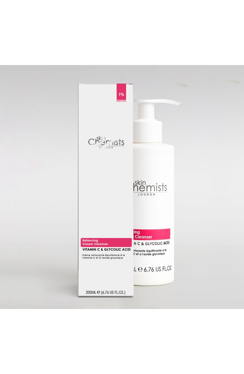 SKINCHEMISTS Balancing Vitamin C & Glycolic Acid Cream Cleanser 200ml, Alternate, color, White