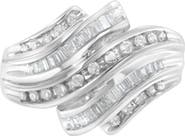 Haus of Brilliance 10K White Gold 3/4 Cttw Round and Baguette Diamond Channel Ring