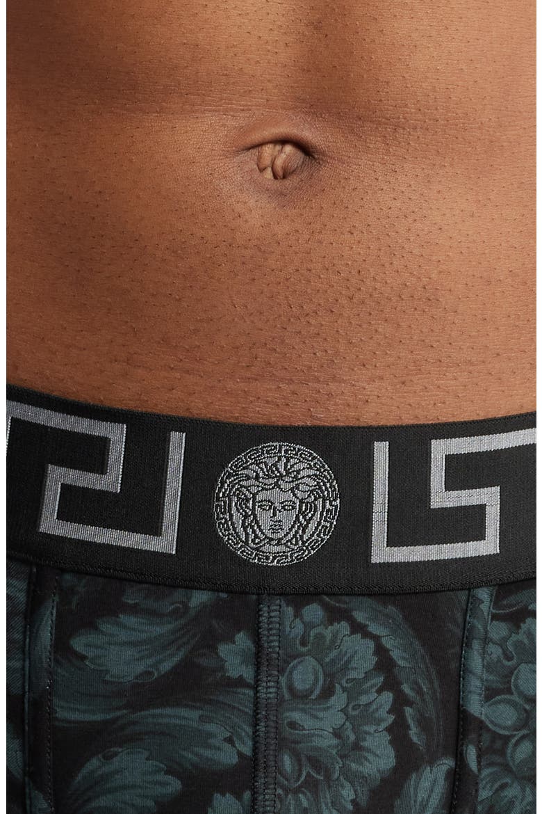 Barocco Stretch Cotton Trunks, Alternate, color, BLACK GREY