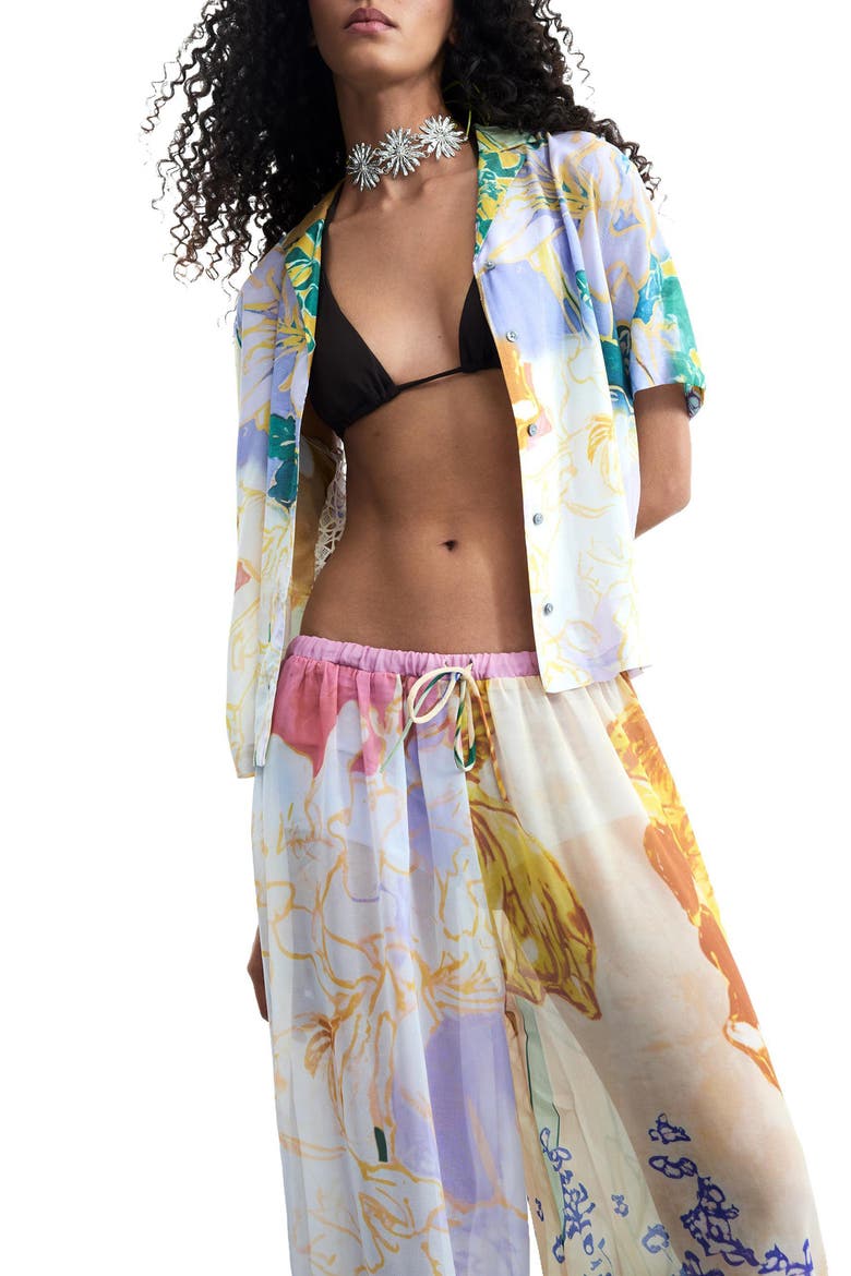 Floral Print Balloon Pants, Alternate, color, MULTI YELLOW