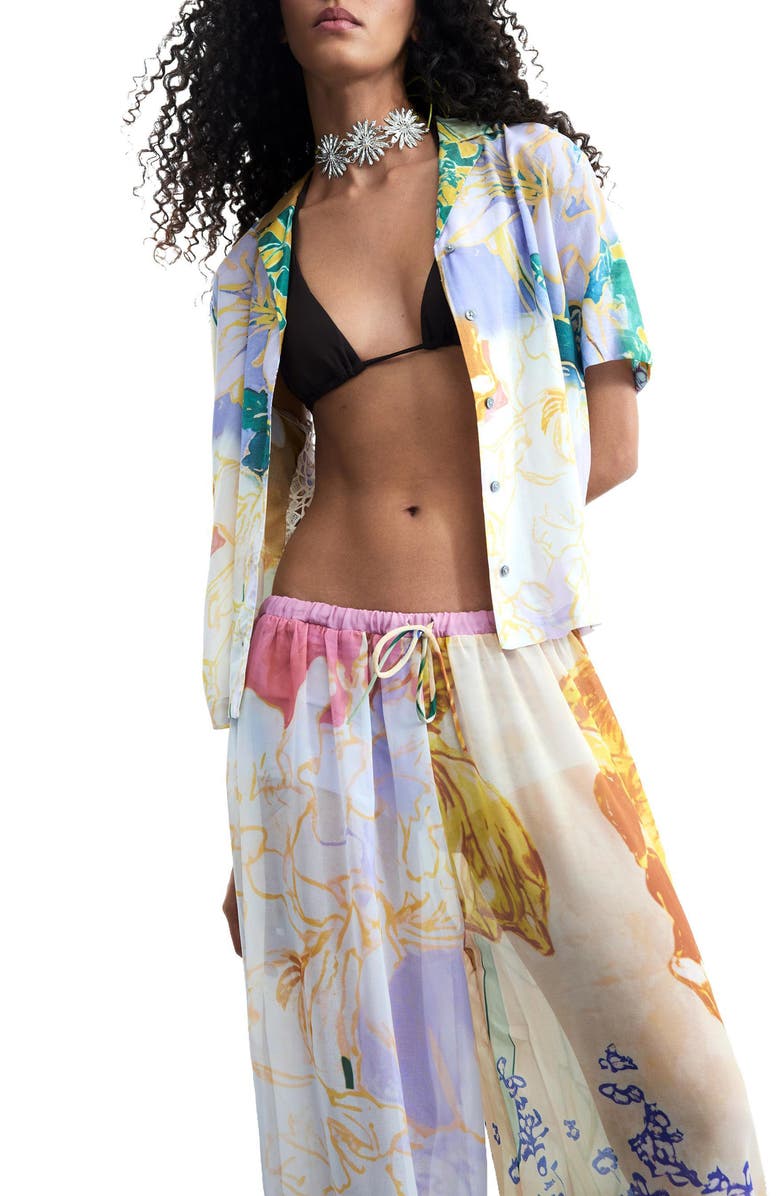 Desigual Floral Print Balloon Pants, Alternate, color, 