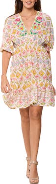 RANEES Floral Tile Fit & Flare Dress