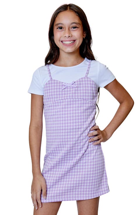 Kids' Gingham T-Shirt Twofer Dress (Big Kid)