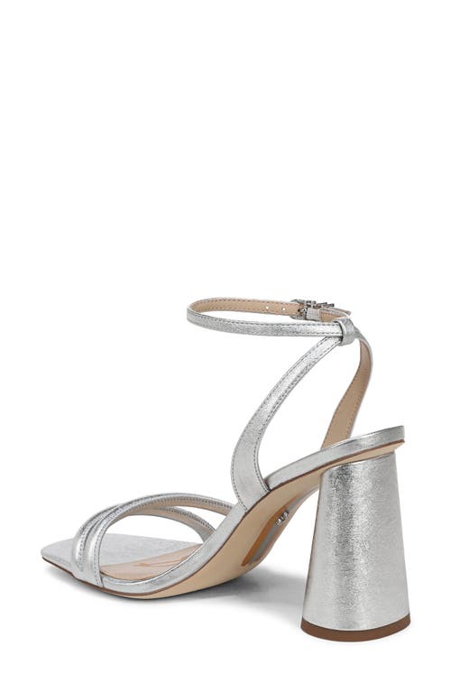Sam Edelman Kia Block Heel Sandal Soft Silver Leather In Silver