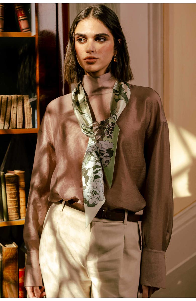 Elizabetta Raffaella  - Skinny Silk Scarf for Women, Alternate, color, Sage Green