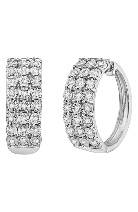 Sterling Silver Diamond Hoop Earrings - 0.23 ctw.