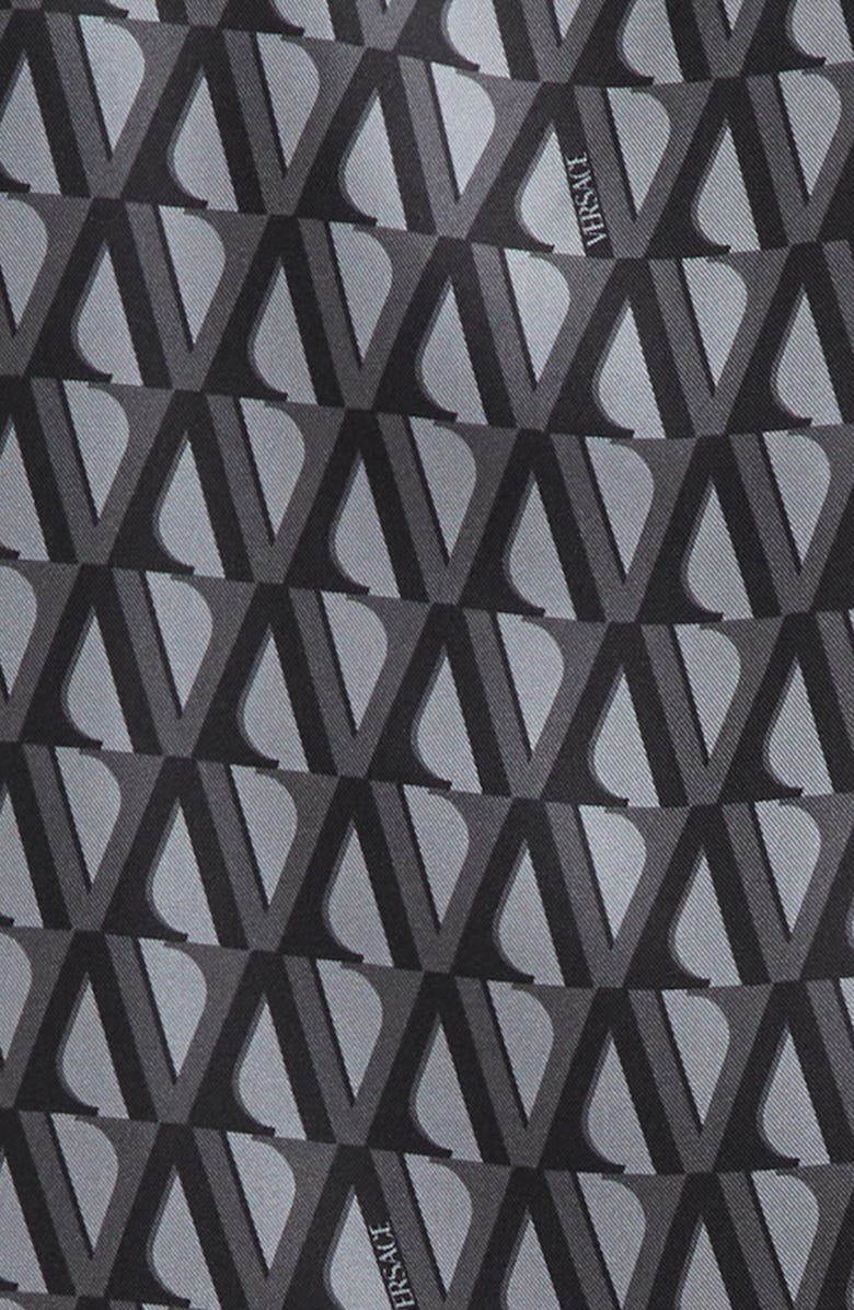 Versace Informal Silk Twill Camp Shirt, Alternate, color, Dark Anthracite Tonal