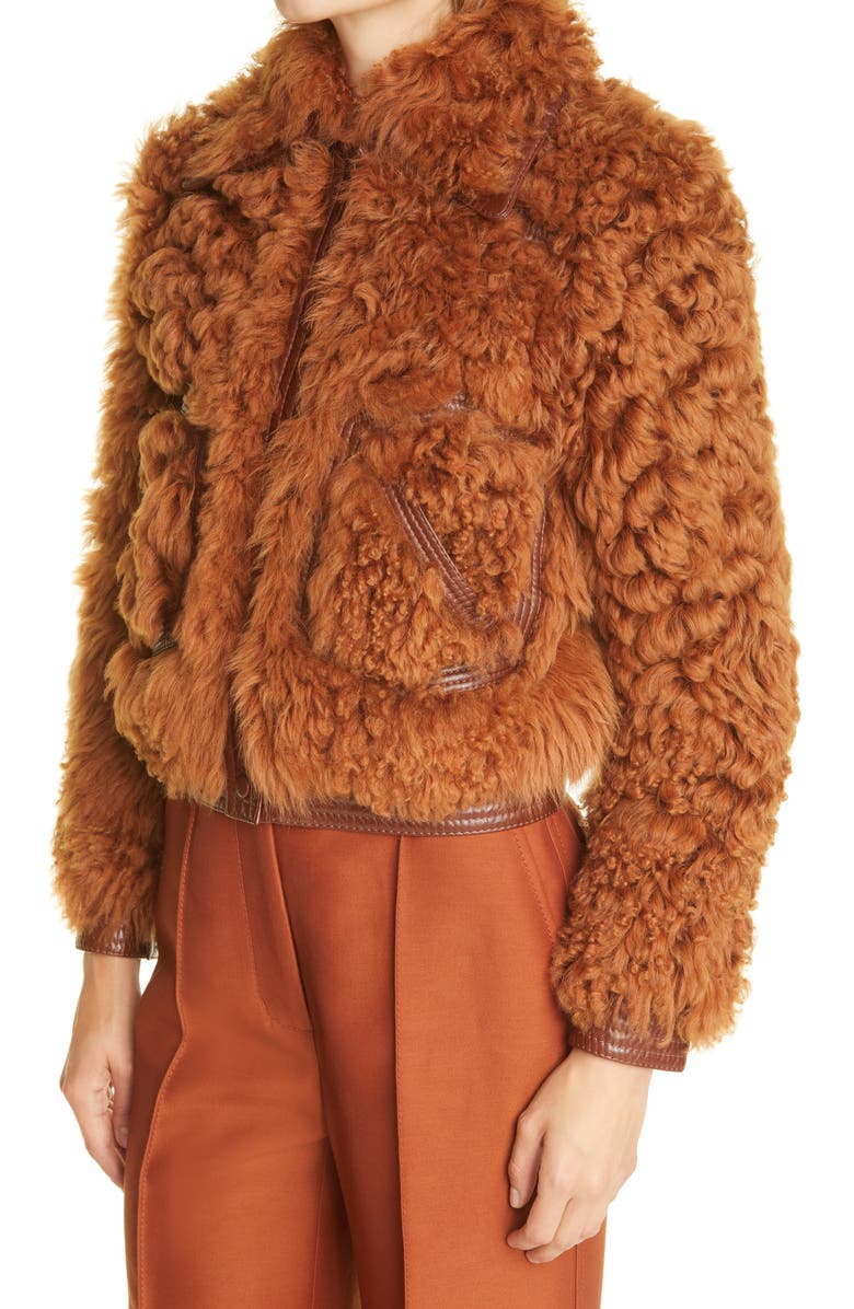 Zimmermann Tempo Crop Genuine Shearling Jacket, Alternate, color, 