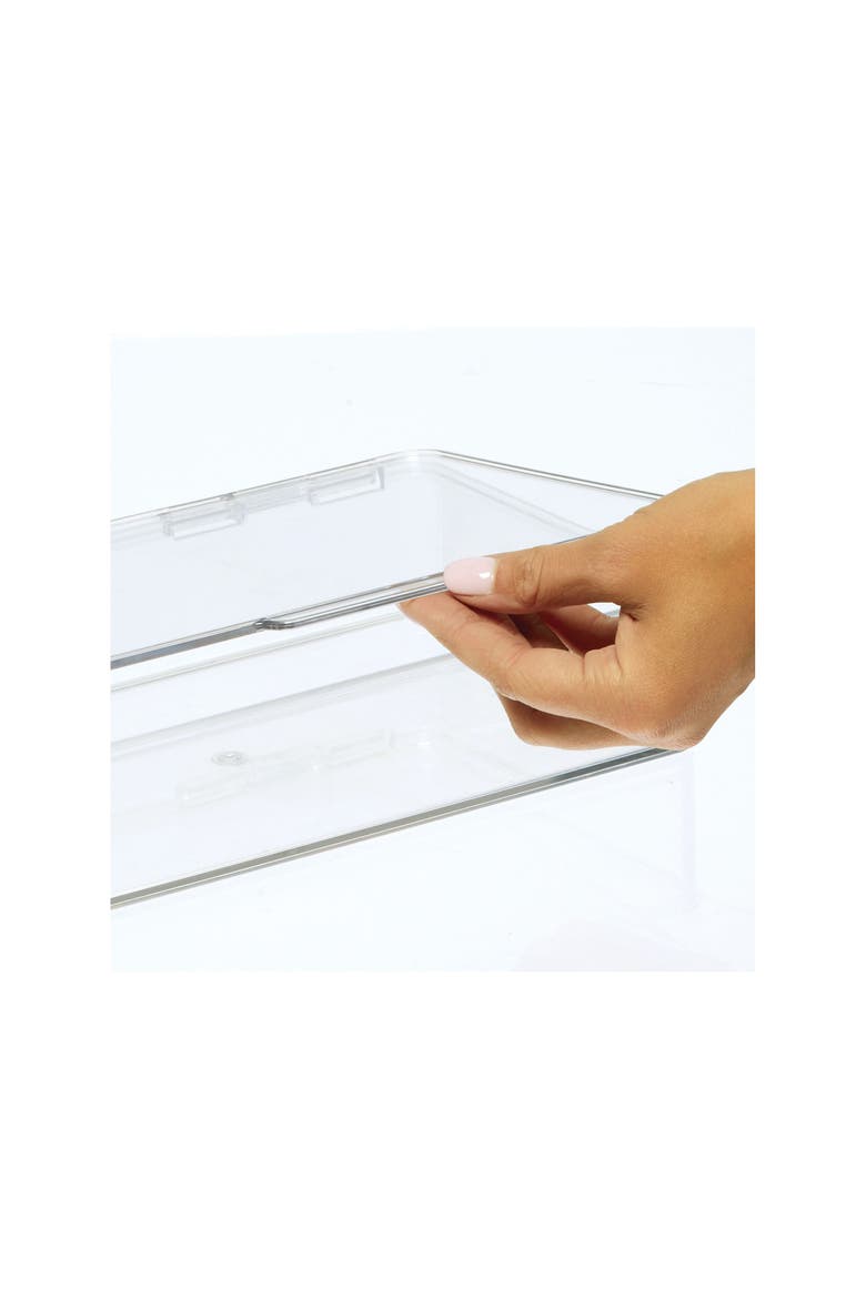 Stackable Hinged-Lid Pantry Storage Box - Set of 4 - Clear, Alternate, color, Clear