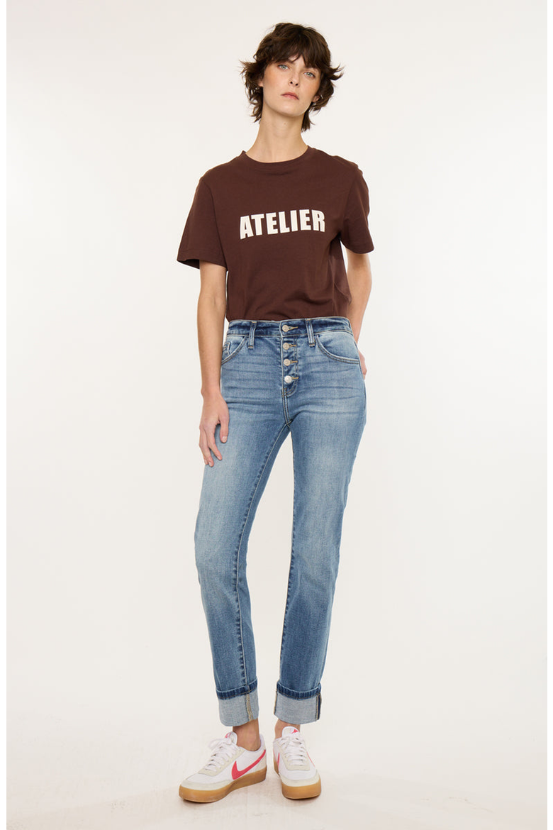 Noelle Essentials High Rise Skinny Straight Jeans, Alternate, color, Medium Wash