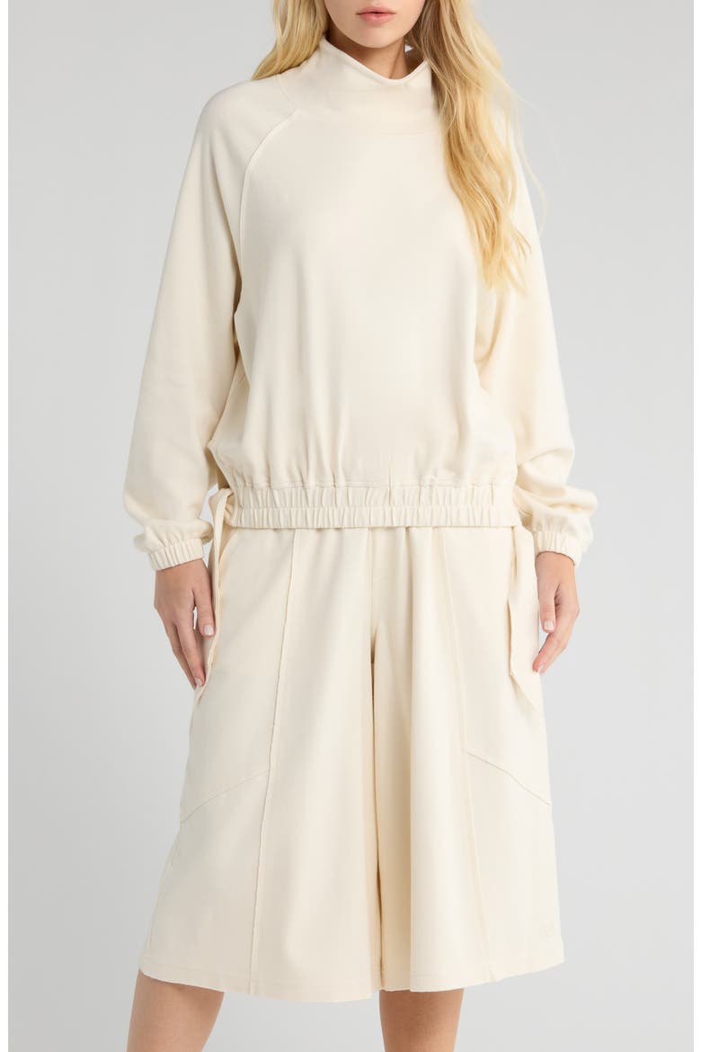 Seren Side Tie Funnel Neck Top, Main, color, CREAM