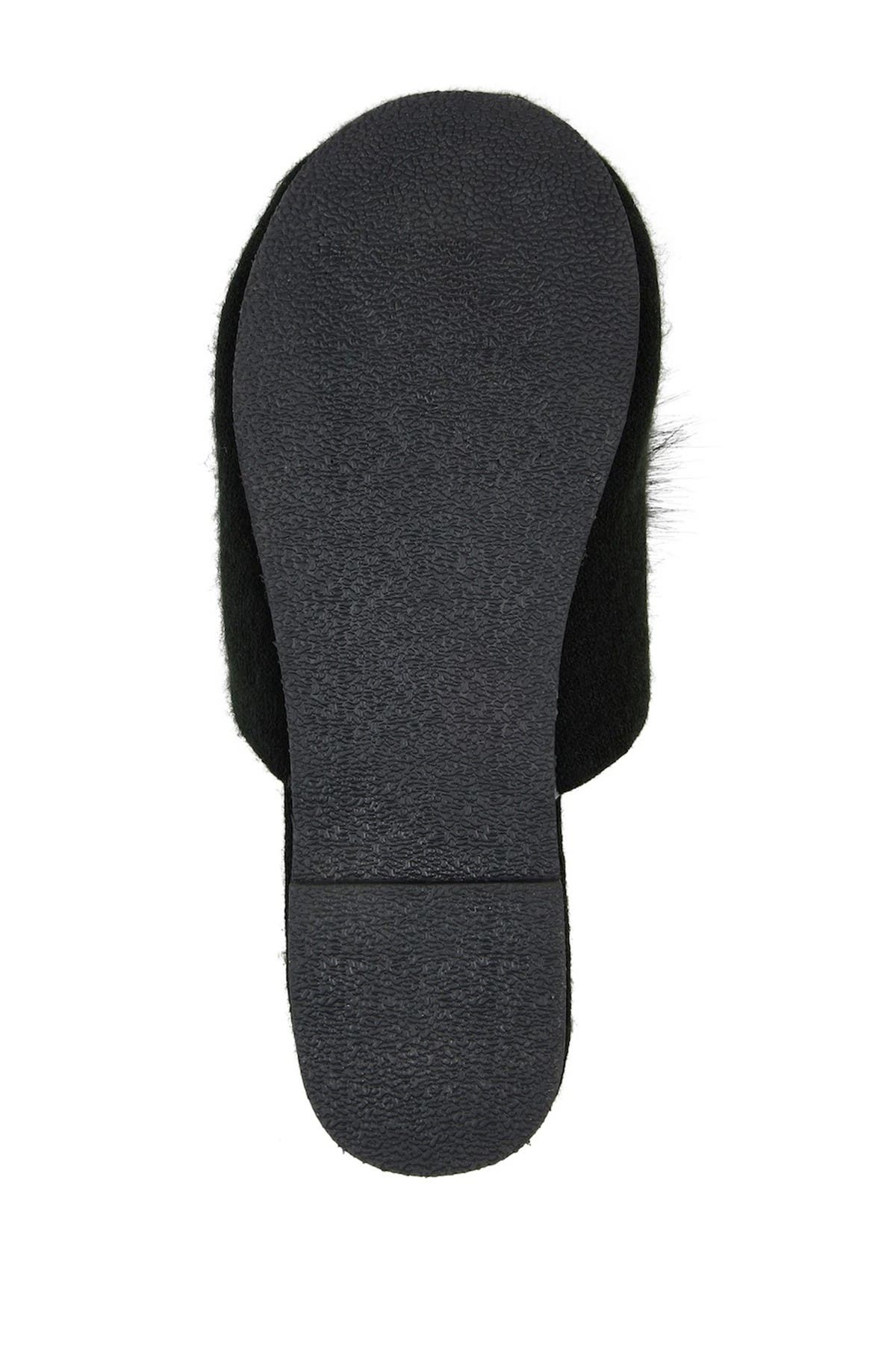 Journee Collection Nightfall Faux Fur Pompom Slipper, Alternate, color, Black