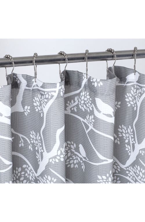 Dainty Home Birds Breeze Textured Waffle Weave Shower Curtain In Gray