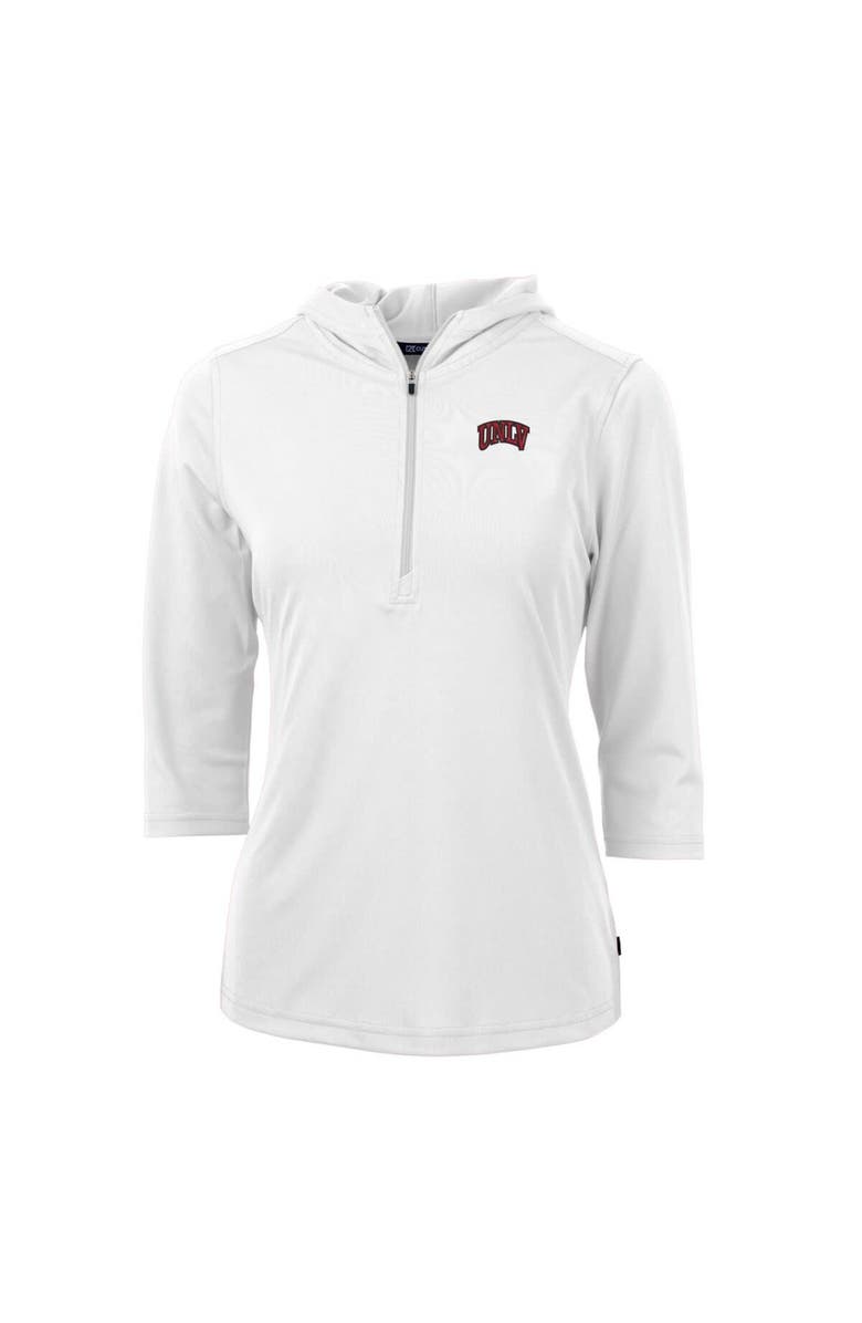 Cutter & Buck Women's Cutter & Buck White UNLV Rebels Virtue Eco Pique Half-Zip 3/4 Sleeve Pullover Hoodie, Main, color, 