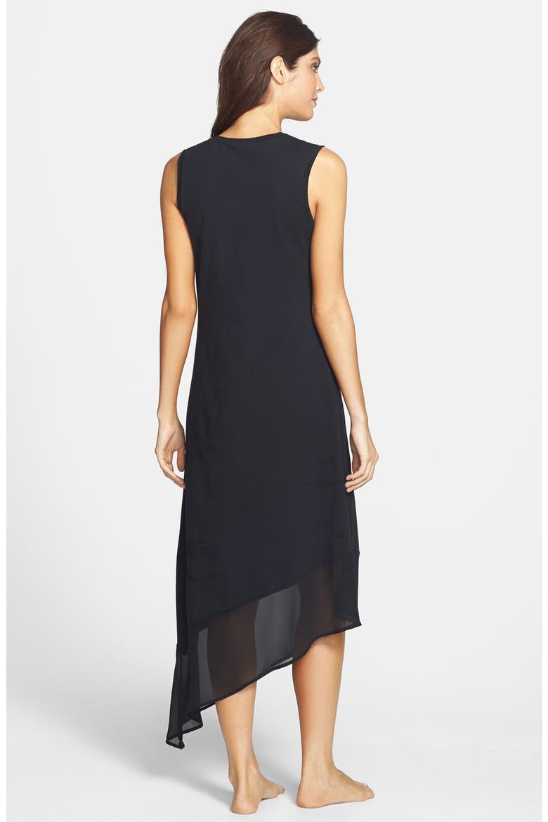 High/Low Scoop Neck Cover-Up Dress, Alternate, color, BLACK/ BLACK