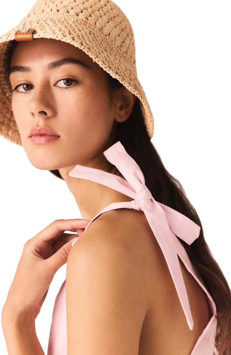 maje Short flared cotton dress, Alternate, color, Pink