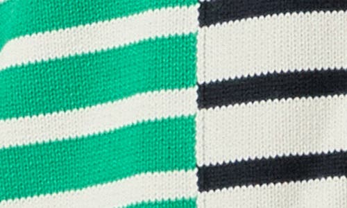 English Factory Stripe Half Zip Pullover In Green/navy