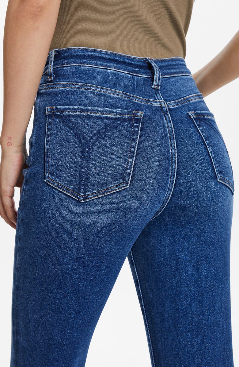 Bayeas High Waist Slit Flare Jeans, Alternate, color, Dark Blue