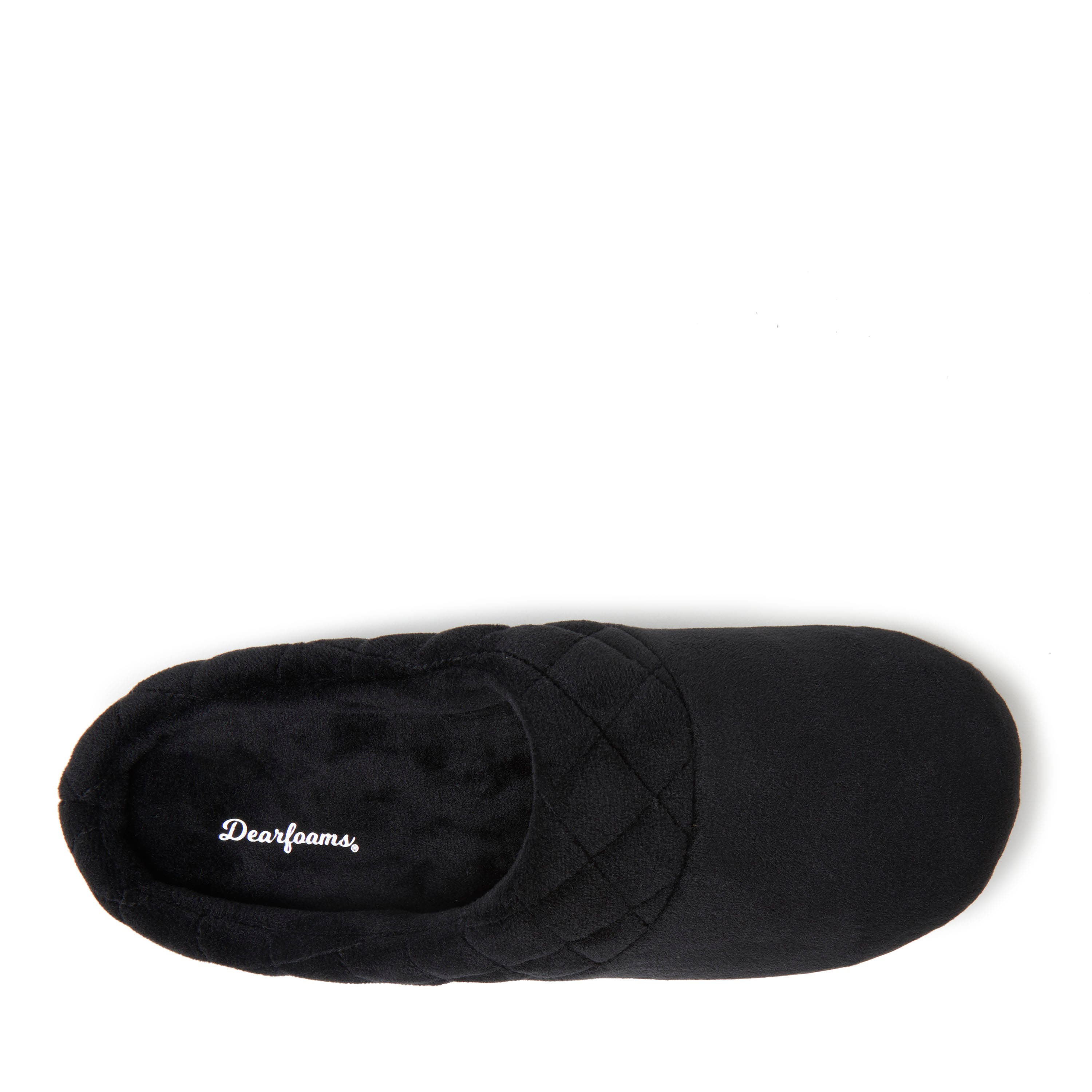 DEARFOAMS Darcy Quilted Cuff Velour Clog Slipper, Alternate, color, Black
