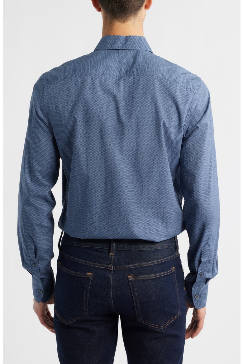 Regular Fit Geometric Print Cotton Blend Button-Up Shirt, Alternate, color, BLUE