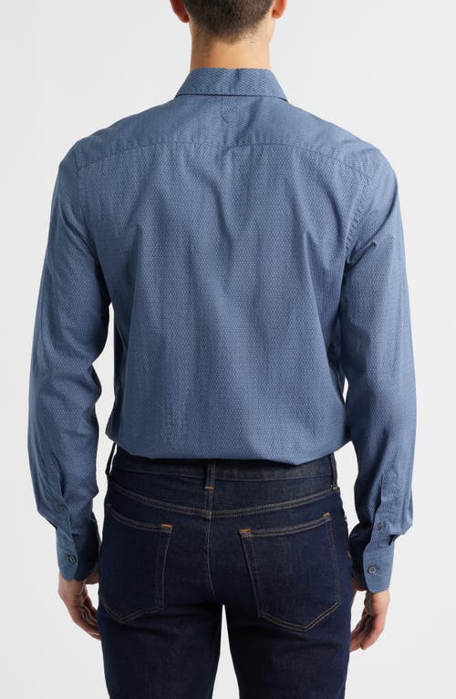 Canali Regular Fit Geometric Print Cotton Blend Button-up Shirt In Blue