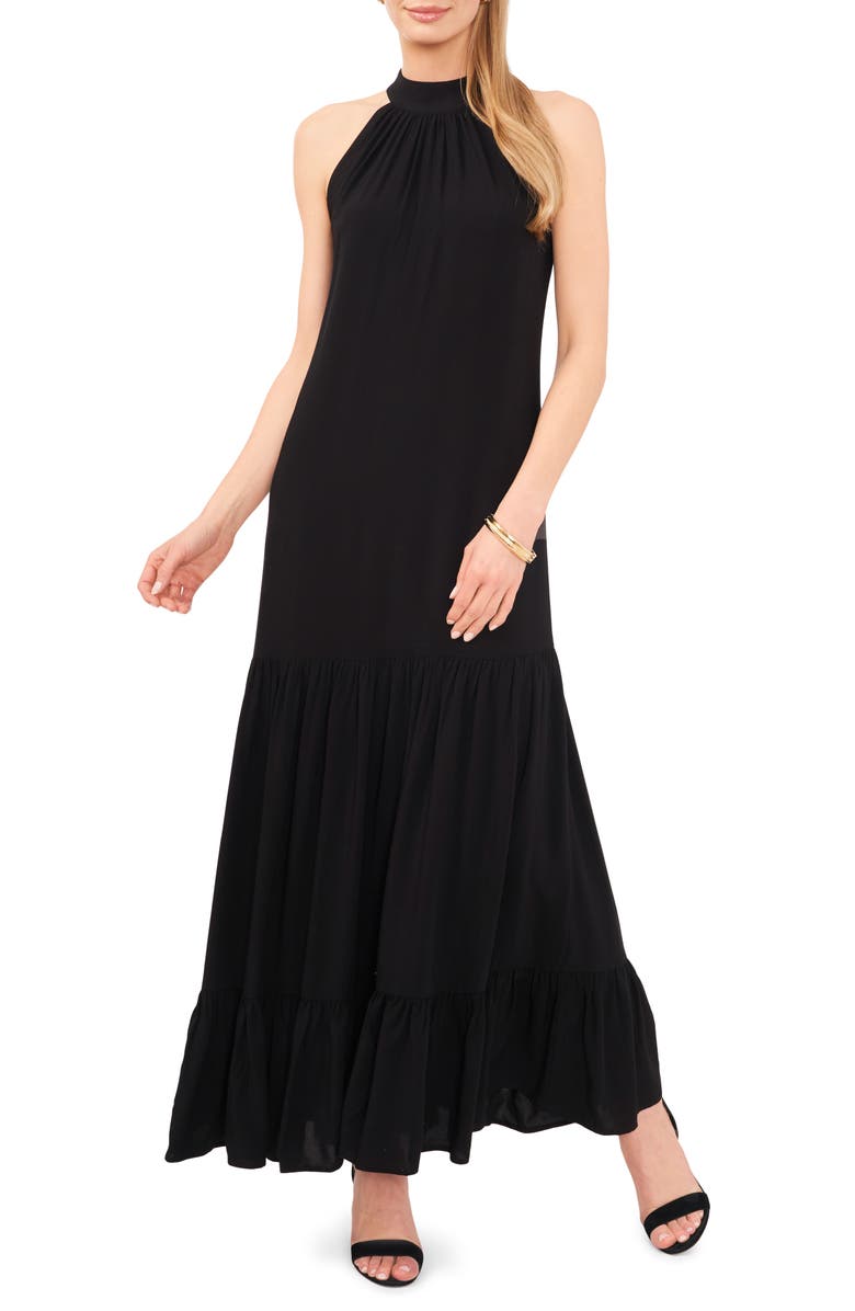 Vince Camuto Oscar Bow Back Tiered Maxi Dress, Main, color, 