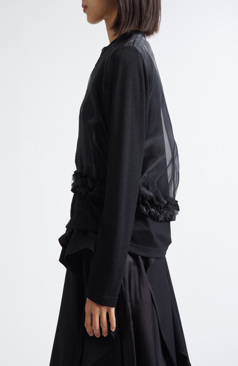 Noir Kei Ninomiya Mixed Media Wool & Organdy Cardigan, Alternate, color,