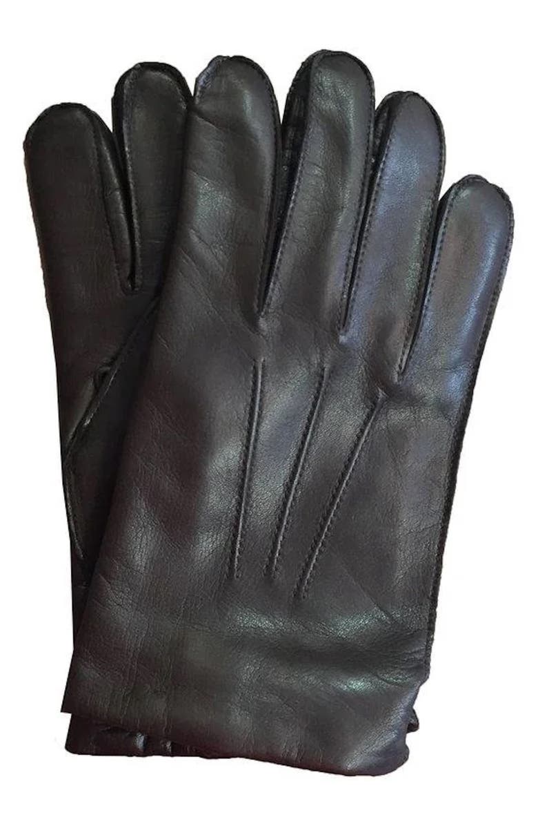 Paula Rowan Peter Cashmere Lined Leather Gloves, Main, color, Brown