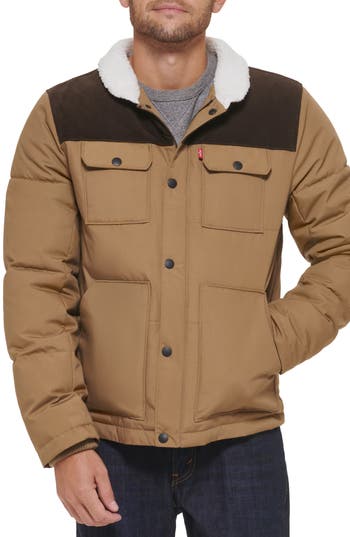 Levi's® Woodsman High Pile Fleece Puffer Jacket In Brown