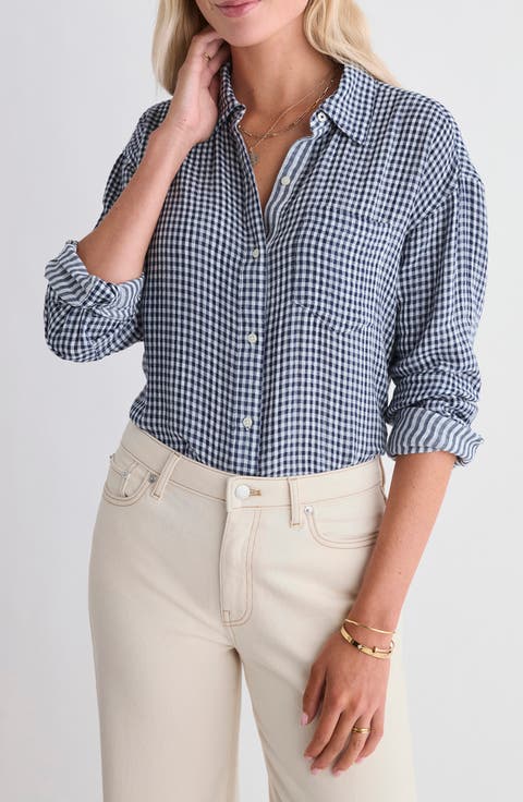 Birdie Gingham Cotton Button Down Shirt