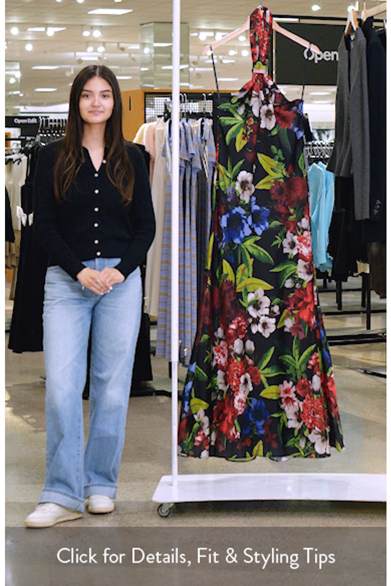 Floral Print Satin Halter Dress video