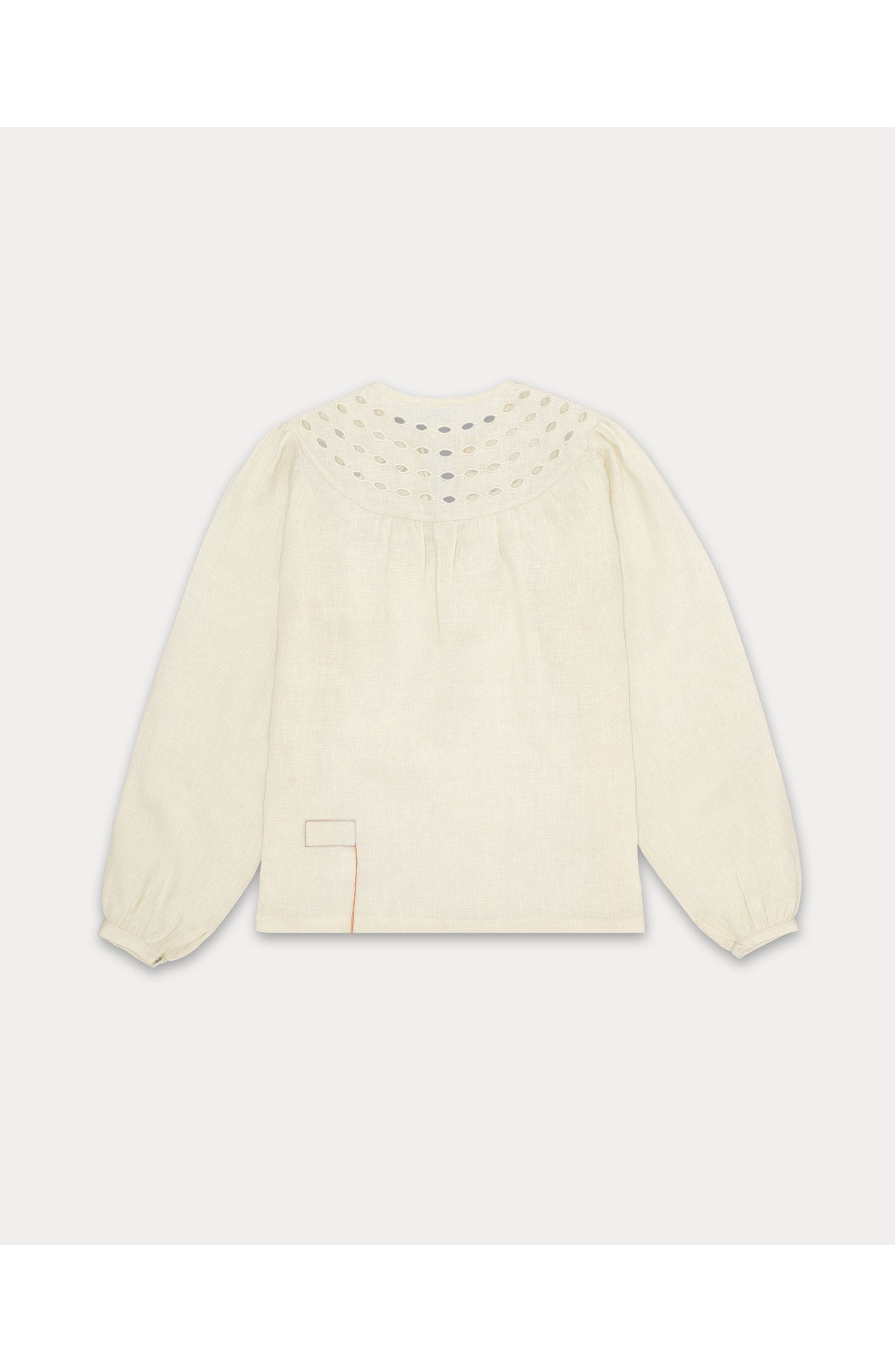 Angele Embroidered Circular Collar Linen Blouse - image 2