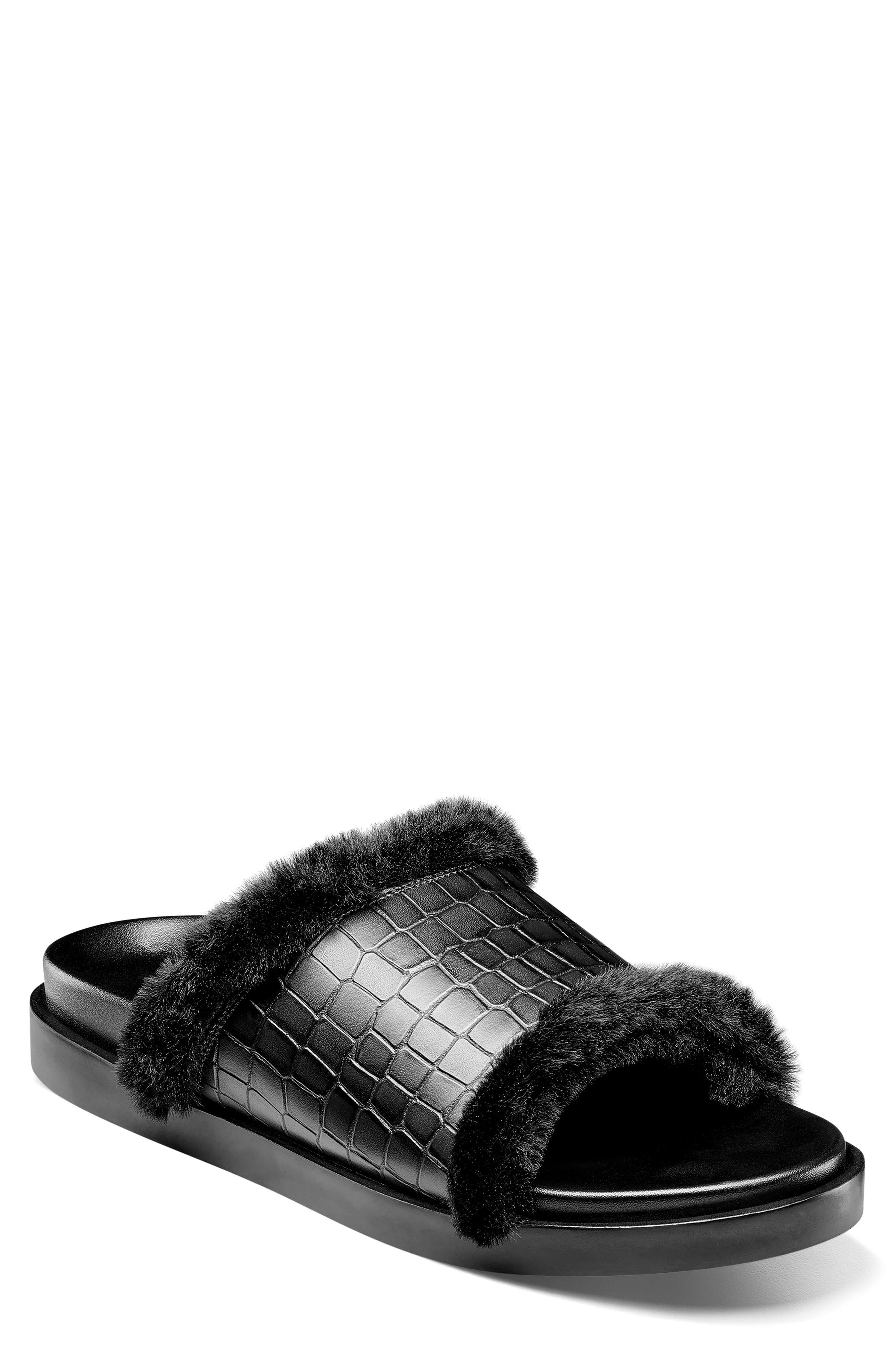 Stacy Adams Monty Faux Fur Slide Sandal, Main, color, 