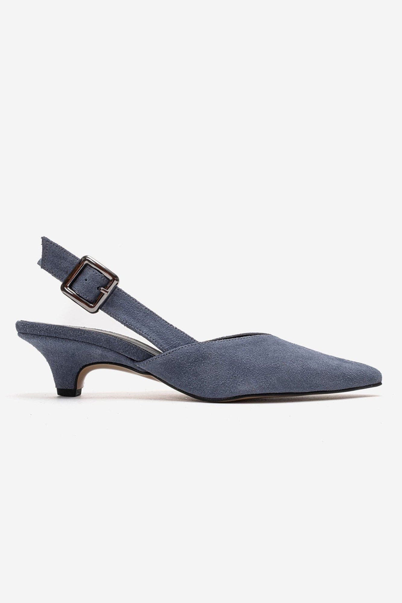 Dioris Leather Slingback Kitten Heel Pump, Alternate, color, Denim Suede