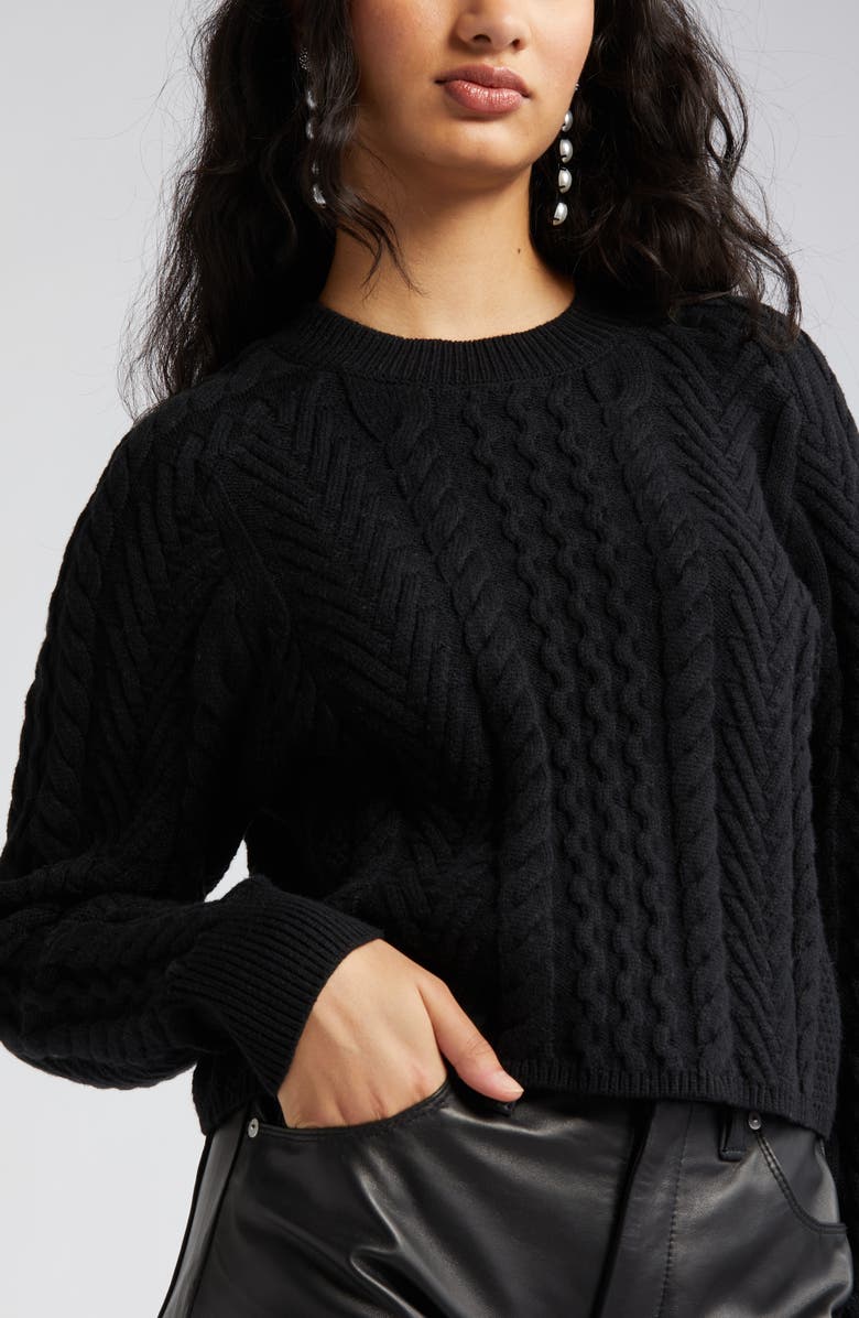 Open Edit Mix Stitch Boxy Sweater, Alternate, color,