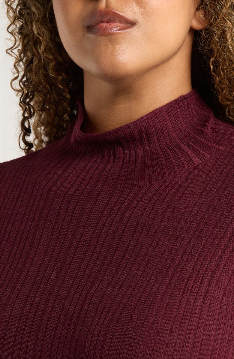 Eileen Fisher Rib Turtleneck Wool Sweater, Alternate, color, Wine