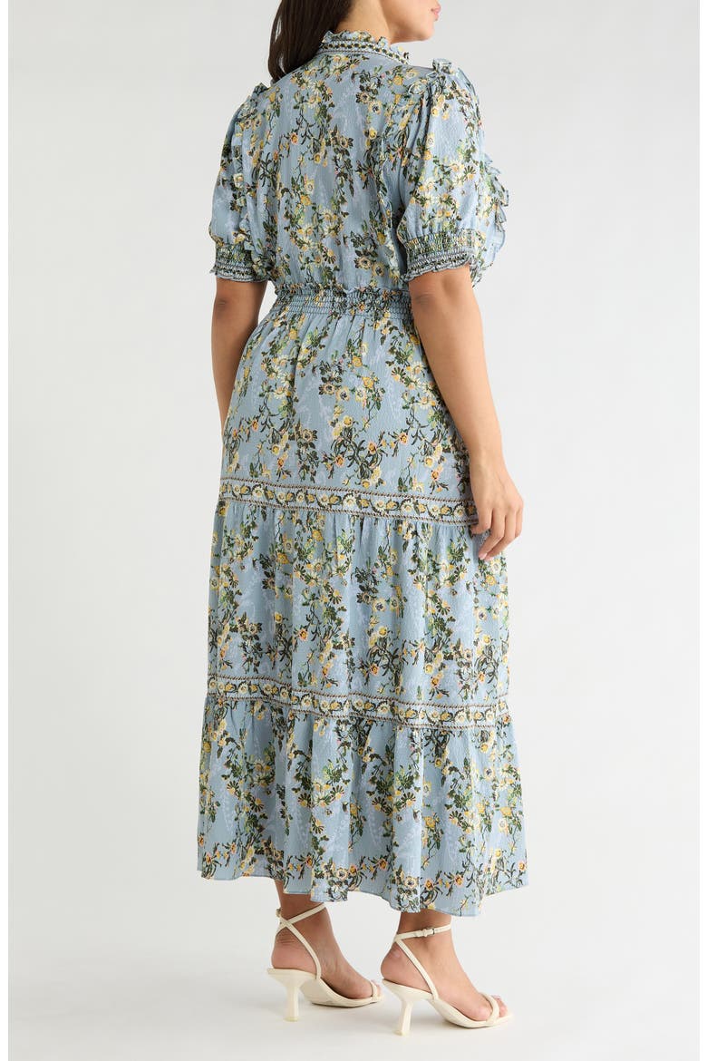 Short Sleeve Tiered Maxi Dress, Alternate, color, BLUE DAISY FLUTTER