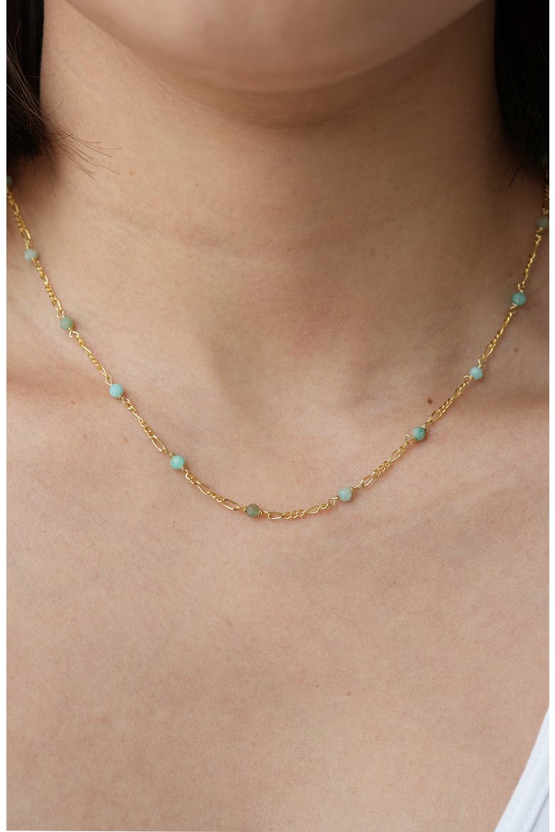 Amazonite Figaro Chain Necklace, Alternate, color, GOLD