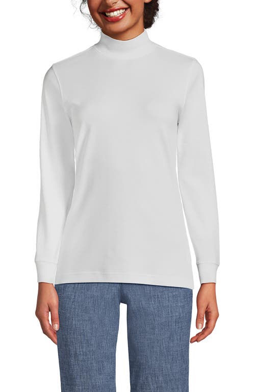 Lands' End Relaxed Cotton Long Sleeve Mock Turtleneck In White