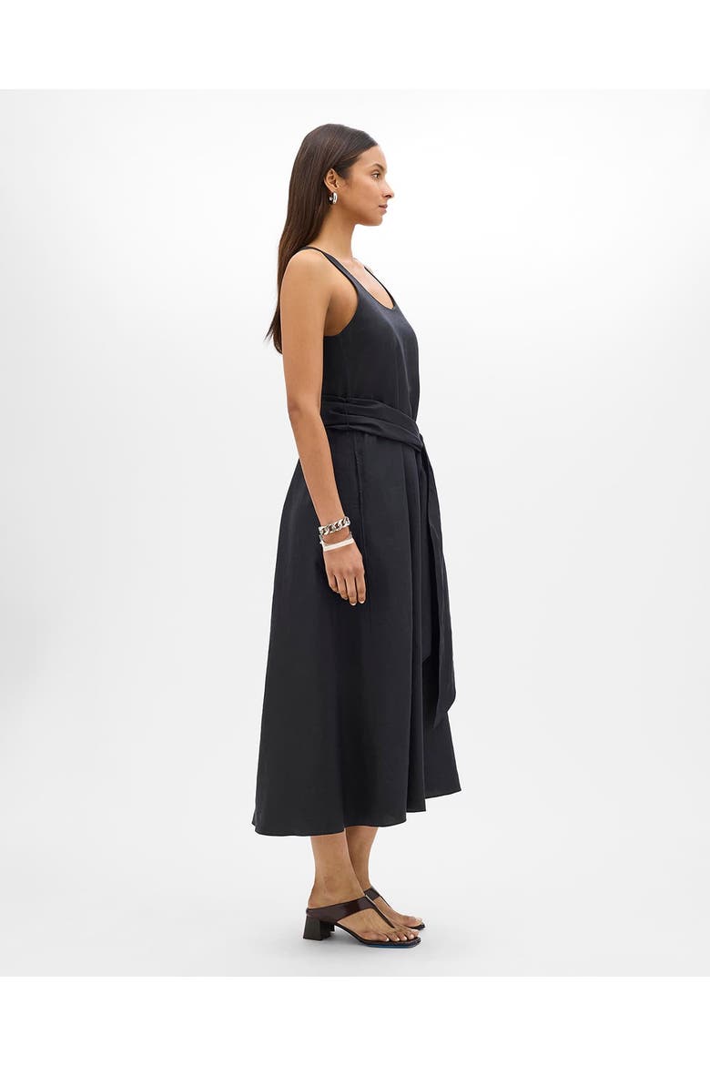 Sarong Linen Dress, Alternate, color, Black