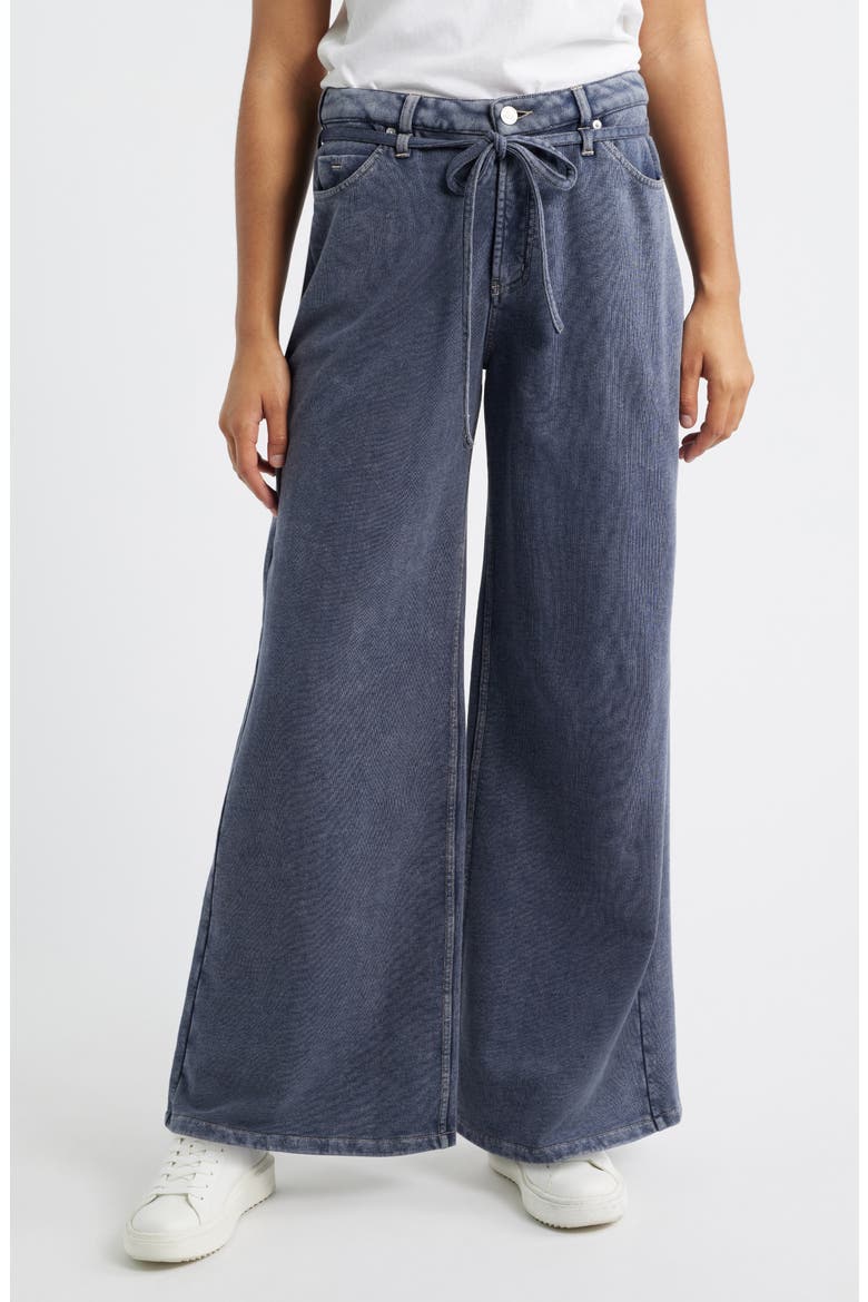 Wide Leg Drawstring Waist Knit Jeans, Main, color, INDIGO