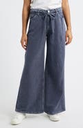 CITY BLUES Wide Leg Drawstring Waist Knit Jeans