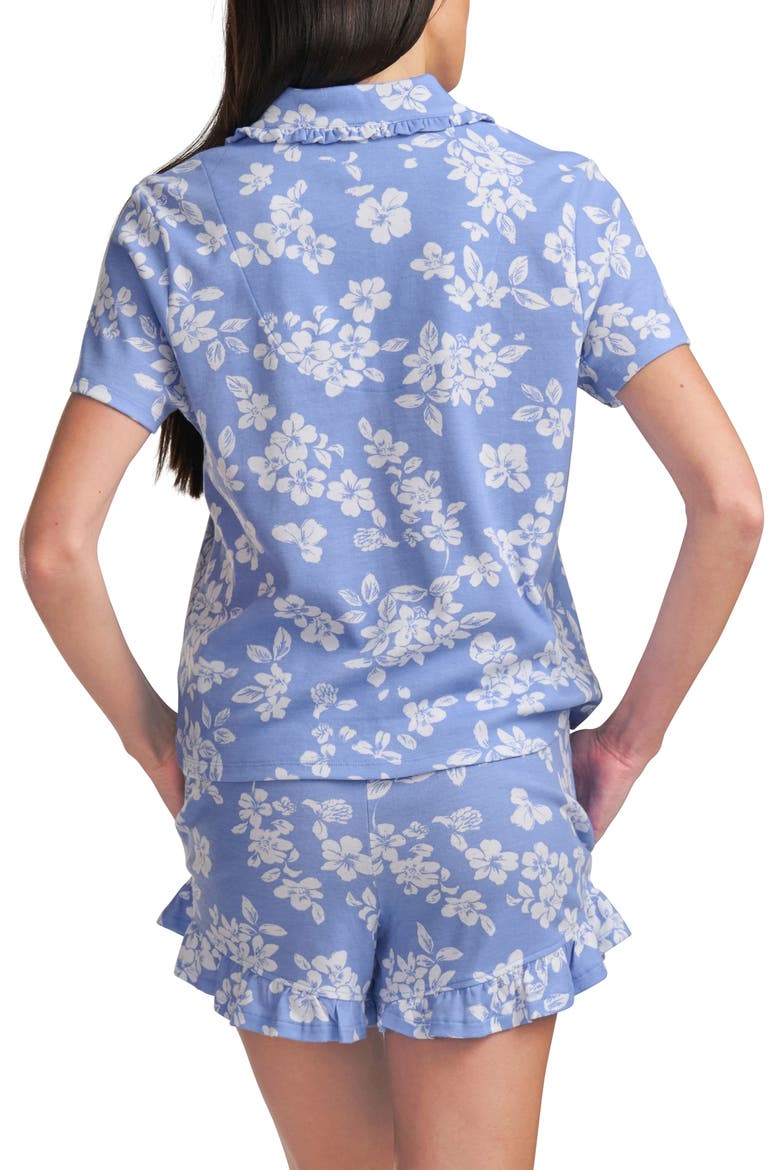 Ruffle Collar Short Pajamas, Alternate, color, HYDRANGEA FLORAL