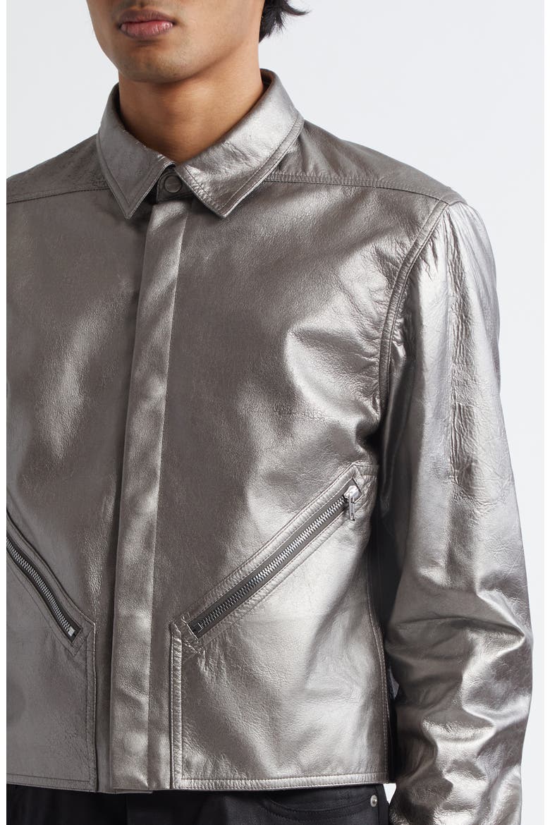 Tour Alice Metallic Leather Jacket, Alternate, color, GUNMETAL
