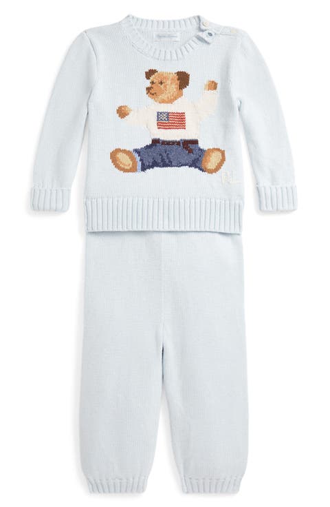Kids' Polo Bear Cotton Sweater & Joggers Set