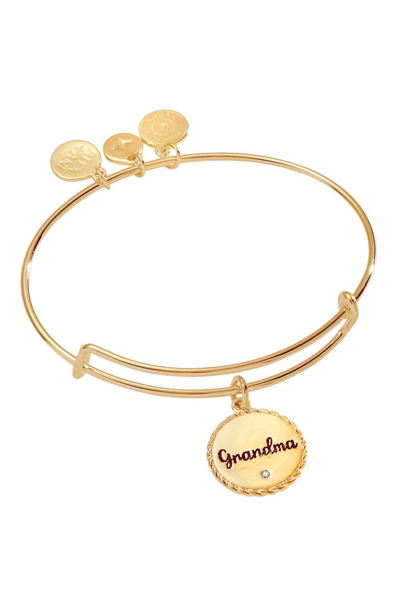 Alex and Ani Grandma Charm Bangle Bracelet, Main, color, Gold