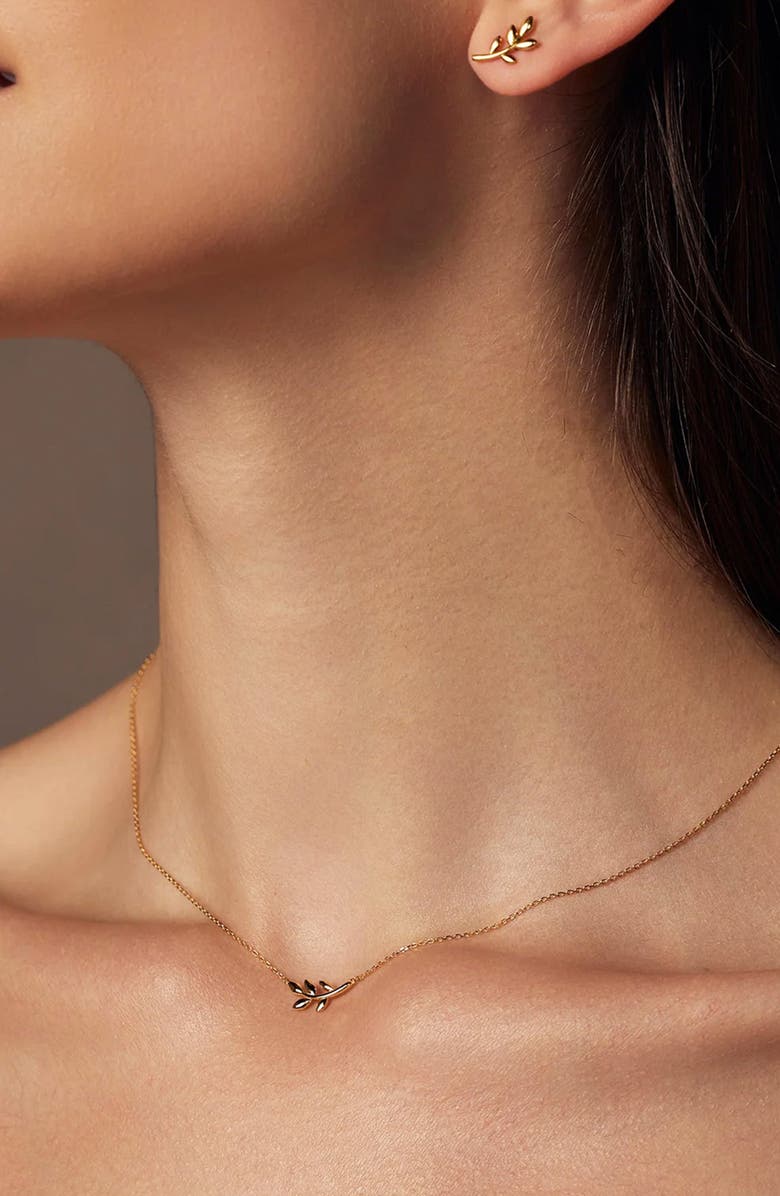 Bearfruit Jewelry Sterling Silver 18k Gold Plated Olivia Necklace & Earring Set Trendy Gift, Alternate, color, Gold