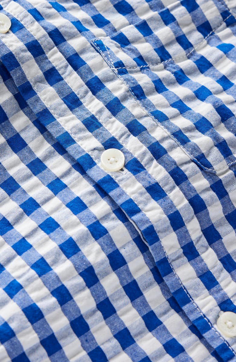 Mini Boden Kids' Gingham Check Cotton Buttion-Down Shirt, Alternate, color, Blue Gingham