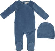 Manière Velour Wrap Footie & Hat Set